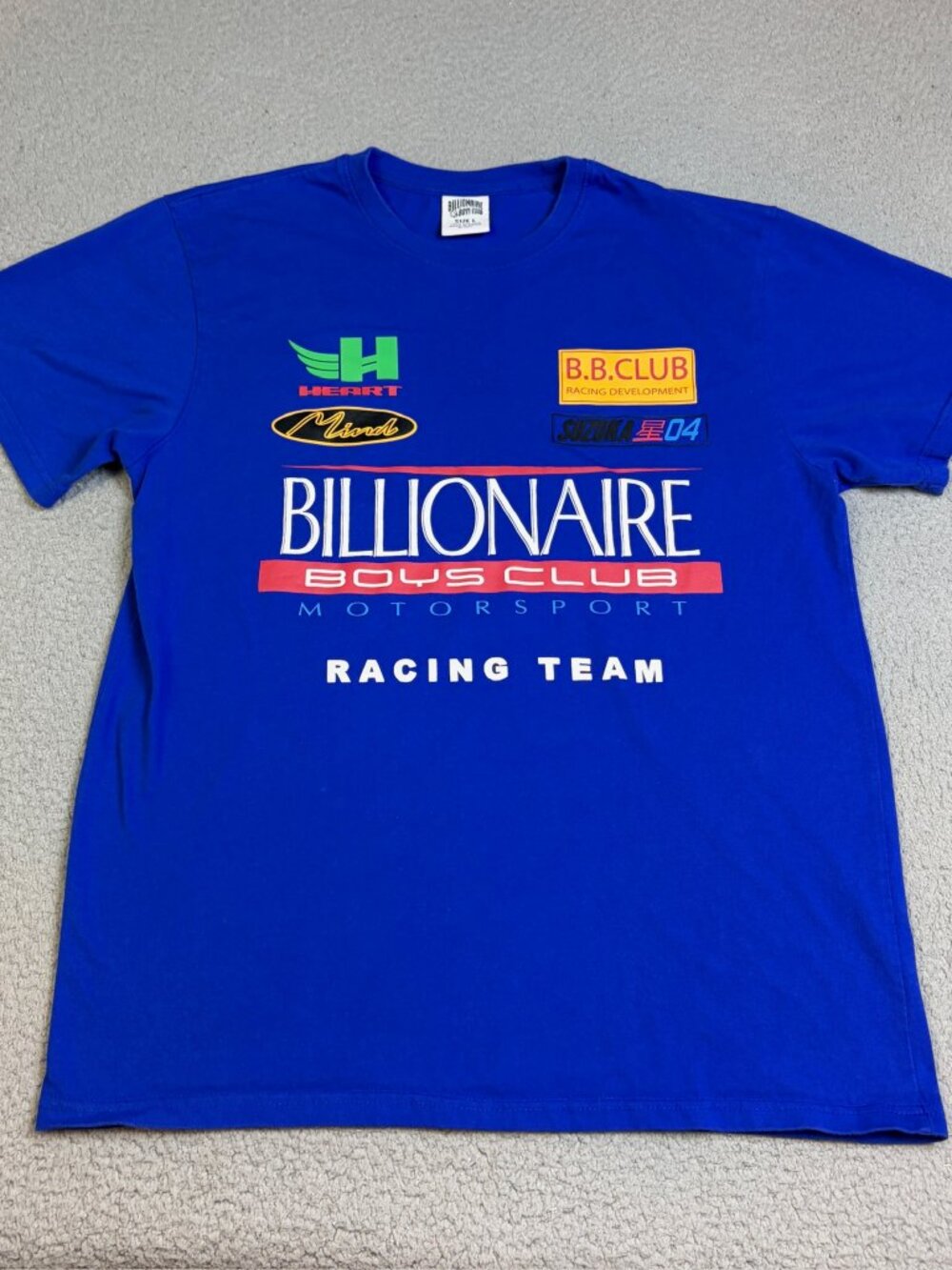 Billionaire Boys Club Racing Team Shirt Mens Blue Short Sleeve Cotton Casual